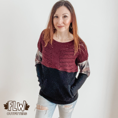 Upcycled Adult Crewneck Size M Cranberry