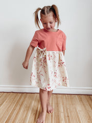 Upcycled Dress 4T-7Y Pink Floral (B)