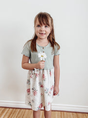 Upcycled Dress 7Y-10Y Blue & Pink Floral