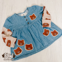 Upcycled Peplum 18m-4T Denim Kitten