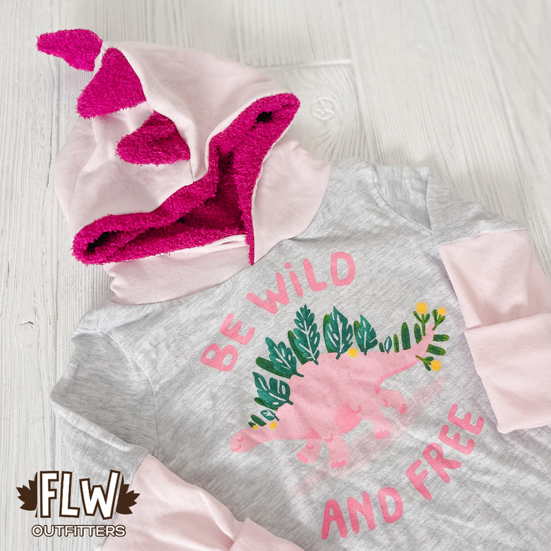 Upcycled Hoodie 18m-4T Dino Girl