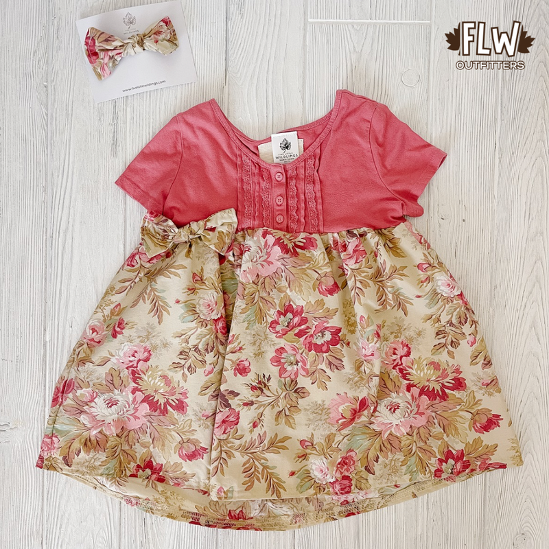 Upcycled Dress 4T-7Y Rose Floral