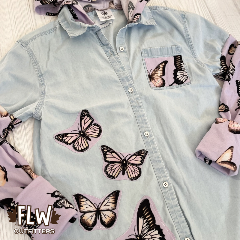 Upcycled Shacket 7Y-10Y Butterflies