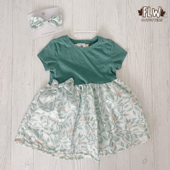 Upcycled Dress 18m-4T Green Leaf Floral