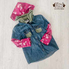 Upcycled Shacket 4T-7Y Cranberry Floral