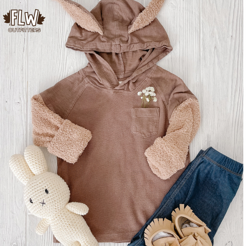 Upcycled Bunny Hoodie 18m-4T Brown