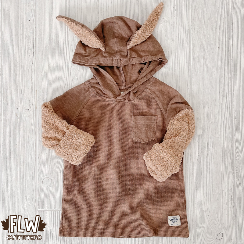 Upcycled Bunny Hoodie 18m-4T Brown