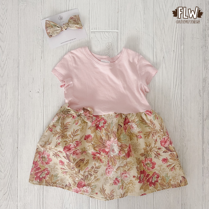 Upcycled Dress 18m-4T Rose  Floral (B)