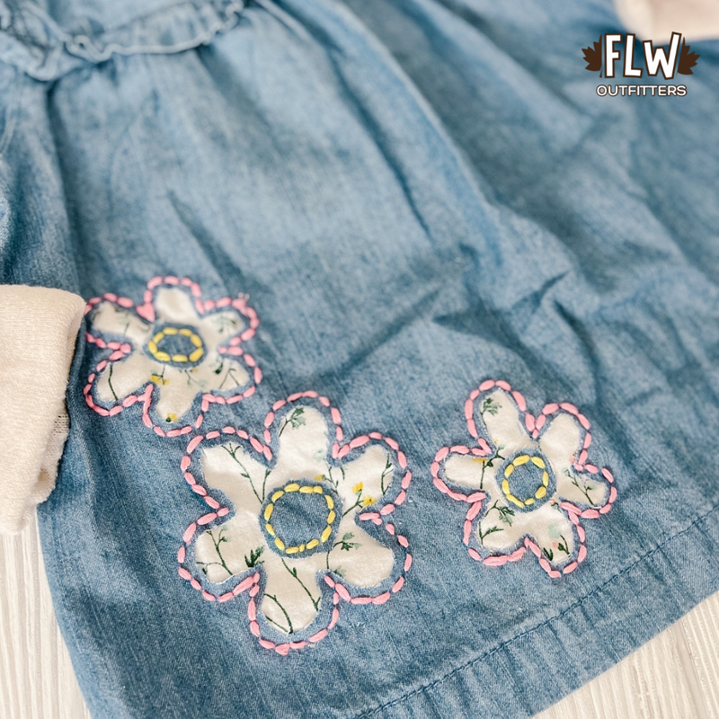 Upcycled Peplum 18m-4T Denim Flower