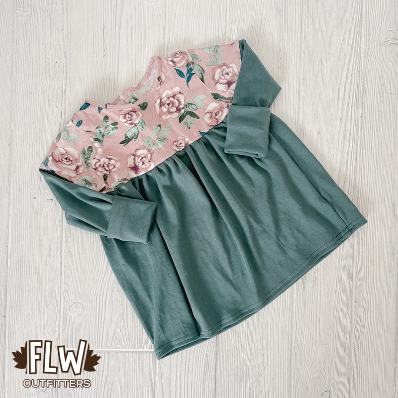 Upcycled Dress 18m-4T Teal & Pink Floral