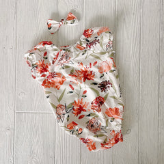 Summer Bubble Romper Peonies