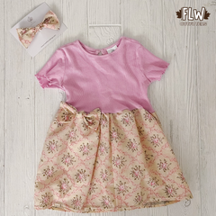 Upcycled Dress 18m-4T Vintage Pink Floral (A)