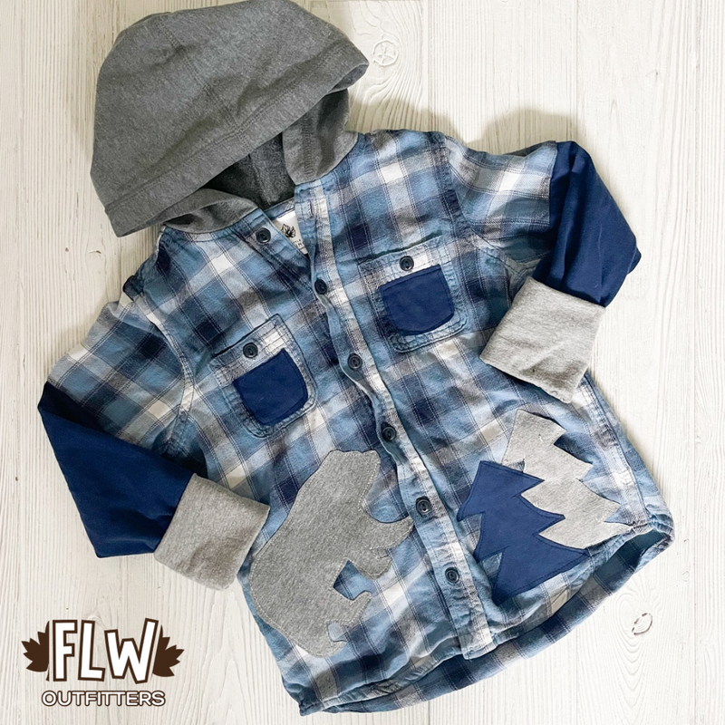 Upcycled Shacket 4T-7Y Blue Plaid