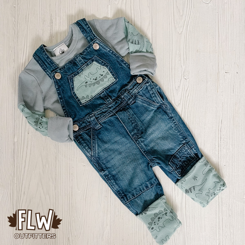 Upcycled Overall Set 3m-18m Dino