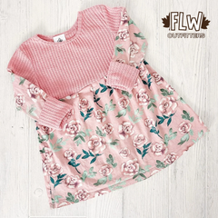 Upcycled Dress 18m-4T Waffle Pink Floral