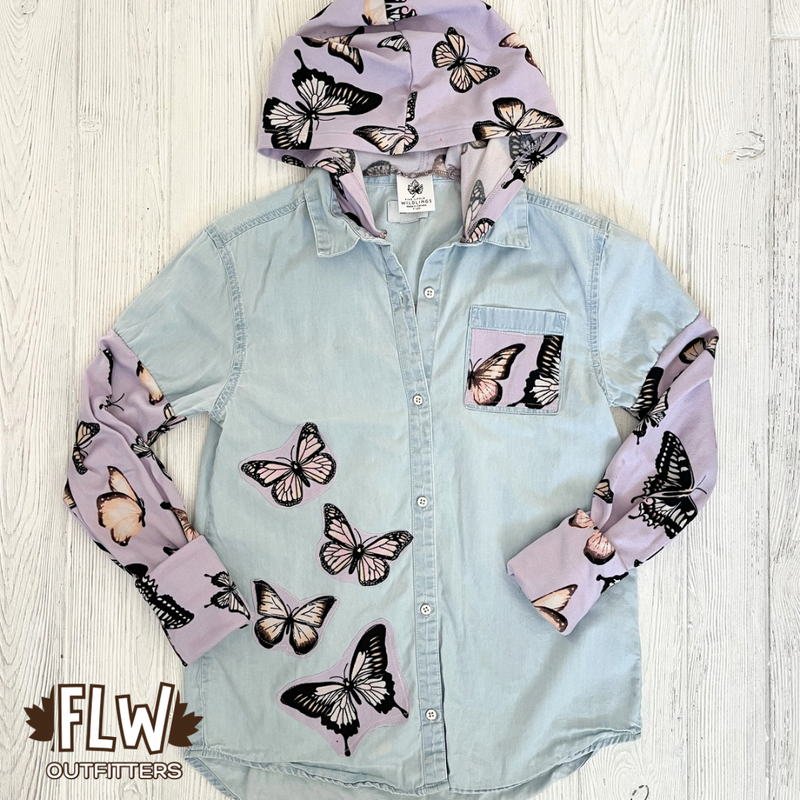 Upcycled Shacket 7Y-10Y Butterflies