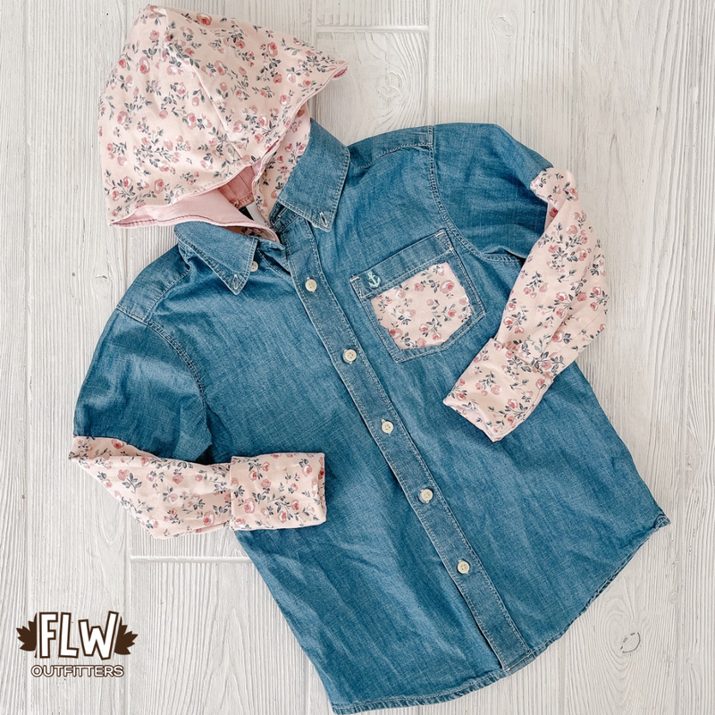 Upcycled Shacket 4T-7Y Pink Floral